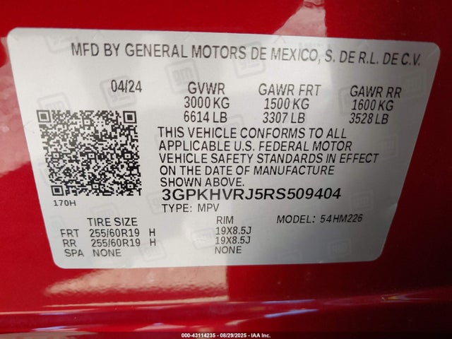 3GPKHVRJ5RS509404 Honda x0c+ec5
