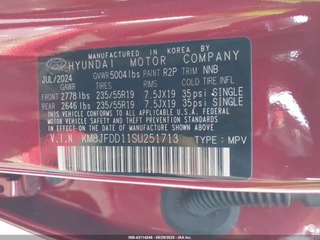 2025 HYUNDAI TUCSON HYBRID KM8JFDD11SU251713 Photo 8