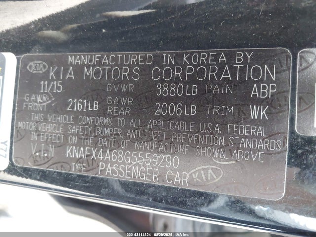 KNAFX4A68G5559290 KIA mpi nu