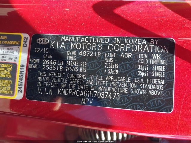 KNDPRCA61H7037473 KIA t-gdi theta ii