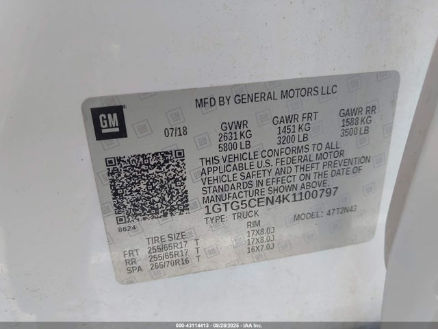 1GTG5CEN4K1100797 GMC lgz - direct injection, variable valve timing, alum, var2, gen 2