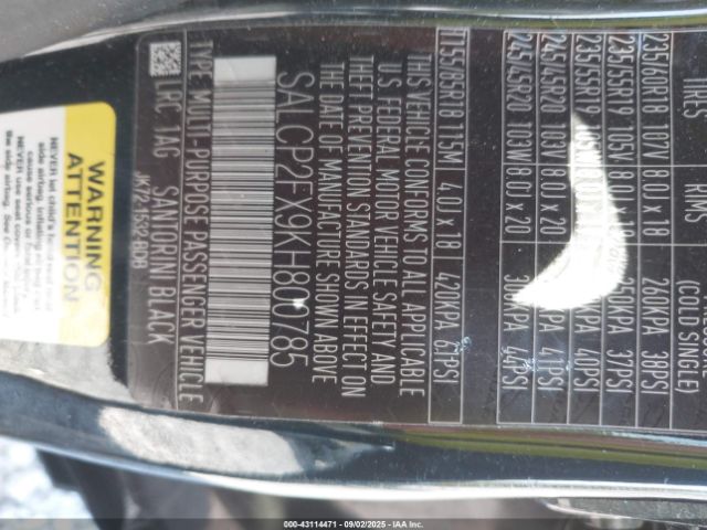 2019 LAND ROVER DISCOVERY SPORT SALCP2FX9KH800785 Photo 8