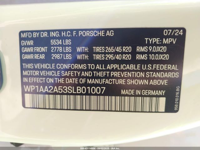 2025 PORSCHE MACAN WP1AA2A53SLB01007 Photo 8