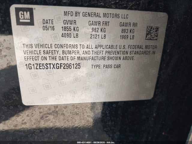 1G1ZE5STXGF296125 Chevrolet lfv - di: direct injection, vvt, gen1 gmna