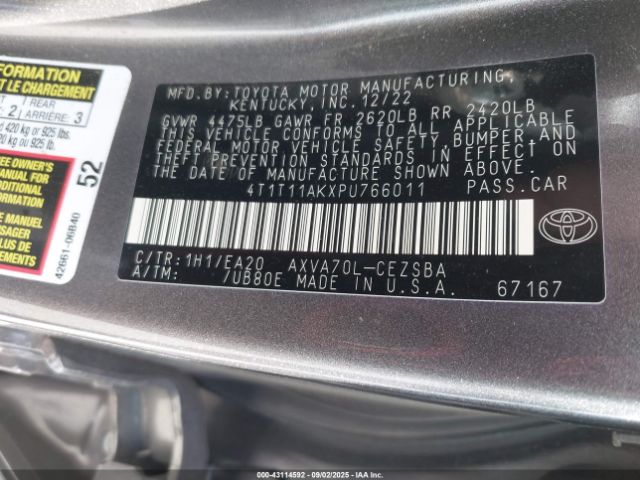 2023 TOYOTA CAMRY 4T1T11AKXPU766011 Photo 8