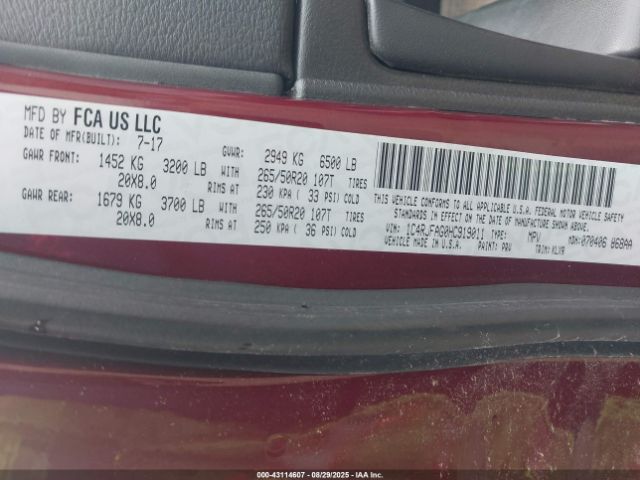 2017 JEEP GRAND CHEROKEE 1C4RJFAG0HC919011 Photo 8