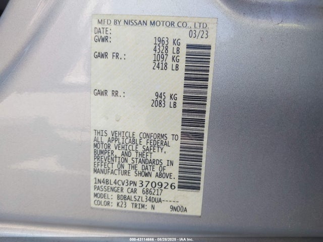 1N4BL4CV3PN370926 Nissan 2023