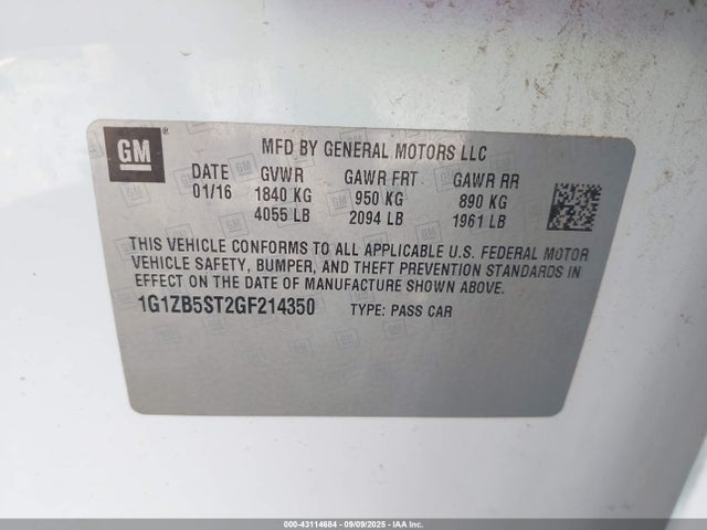 1G1ZB5ST2GF214350 Chevrolet lfv - di: direct injection, vvt, gen1 gmna