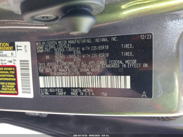 5TDKDRBH6RS534795 Toyota t24a-fts