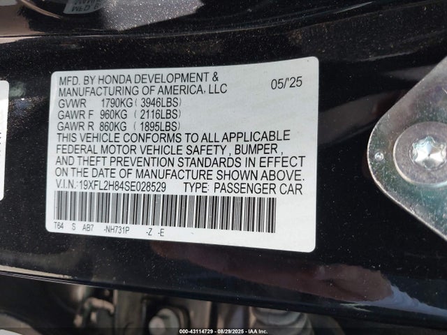 19XFL2H84SE028529 Honda k20c9