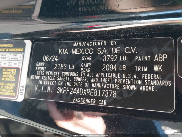 3KPF24ADXRE817378 KIA mpi nu