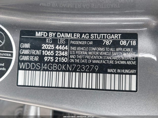 WDDSJ4GB0KN723279 Mercedes-Benz m270
