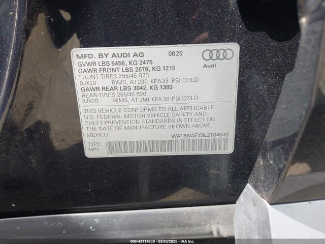 2020 AUDI Q5 WA1BNAFY9L2104048 Photo 8