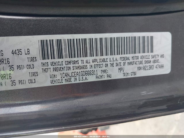1C4NJCEA1GD666311 Jeep Compass