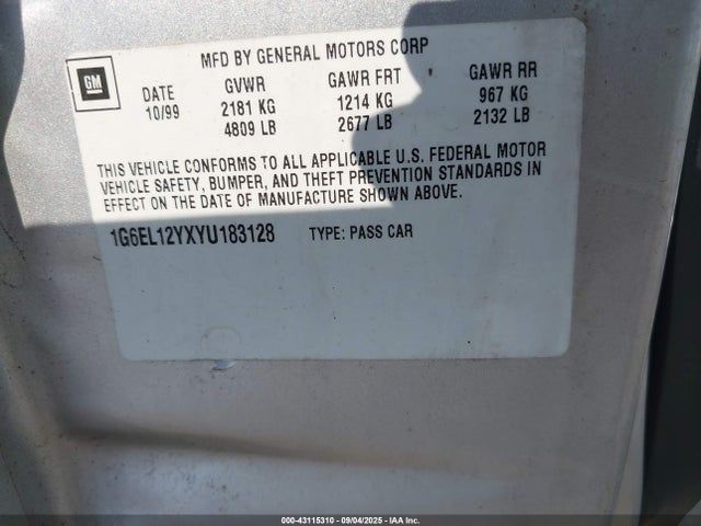 2000 CADILLAC ELDORADO 1G6EL12YXYU183128 Photo 8