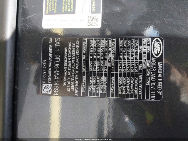 SAL1L9FU6RA414894 Land Rover aj20p6