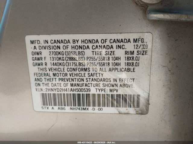 2010 ACURA MDX 2HNYD2H41AH500539 Photo 8