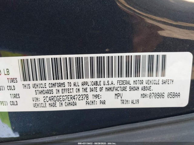 Dodge Grand Caravan 2014 2C4RDGEG7ER472378 Image 9