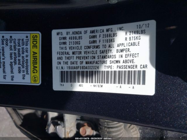 2013 ACURA TL 19UUA8F59DA002024 Photo 8