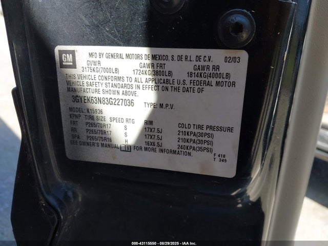 2003 CADILLAC ESCALADE EXT 3GYEK63N83G227036 Photo 8