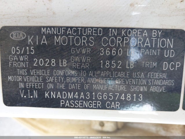 KIA gamma 2016 KNADM4A31G6574813 Image 9