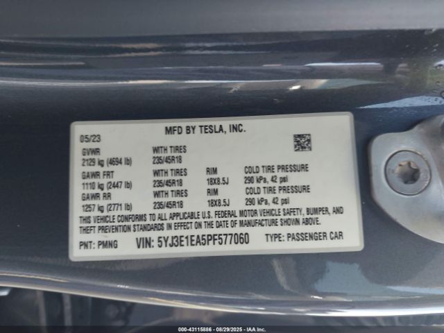 2023 TESLA MODEL 3 5YJ3E1EA5PF577060 Photo 8