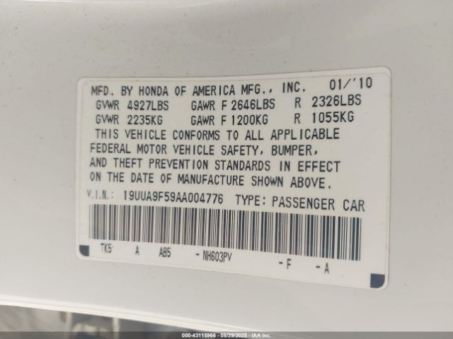 2010 ACURA TL 19UUA9F59AA004776 Photo 8