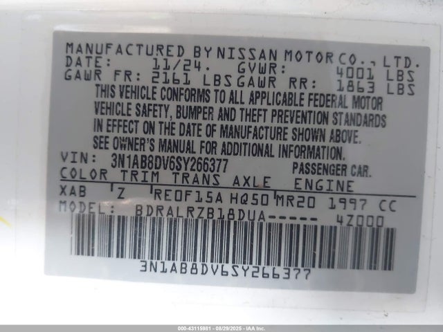 3N1AB8DV6SY266377 Nissan Sentra