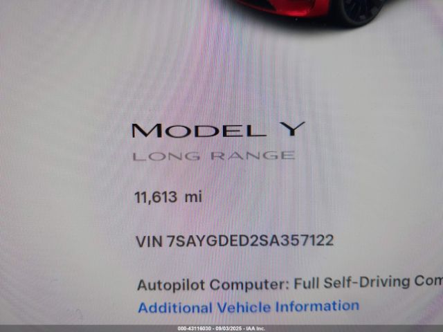 2025 TESLA MODEL Y 7SAYGDED2SA357122 Photo 6