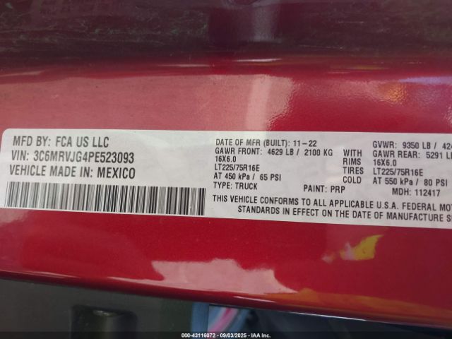 2023 RAM PROMASTER 3500 3C6MRVJG4PE523093 Photo 8