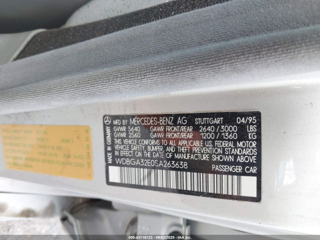 1995 MERCEDES-BENZ S WDBGA32E0SA263638 Photo 8