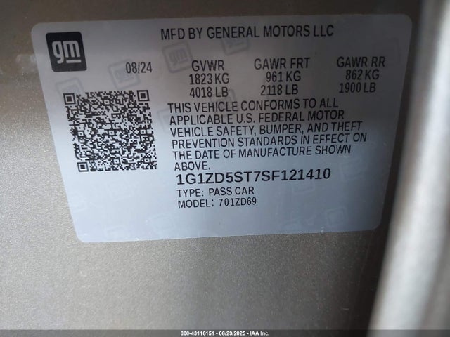 1G1ZD5ST7SF121410 Chevrolet lfv
