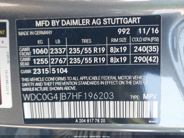 2017 MERCEDES-BENZ GLC 300 WDC0G4JB7HF196203 Photo 8