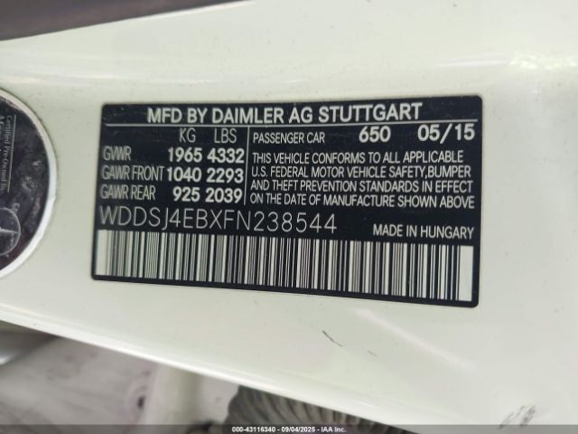 2015 MERCEDES-BENZ CLA 250 WDDSJ4EBXFN238544 Photo 8