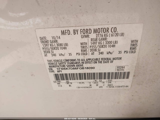1FM5K7D86FGB18090 Ford Explorer