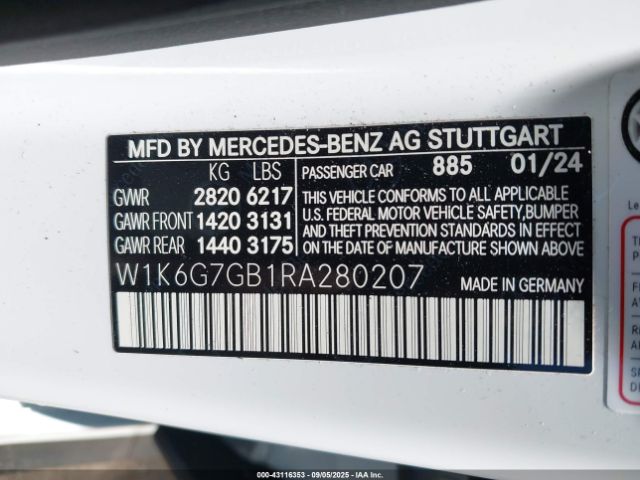2024 MERCEDES-BENZ S 580 W1K6G7GB1RA280207 Photo 8