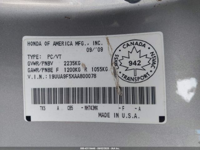 2010 ACURA TL 19UUA9F5XAA800078 Photo 8