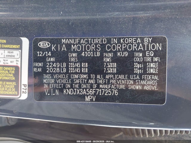 KIA dohc gdi nu 2015 KNDJX3A56F7172576 Image 9