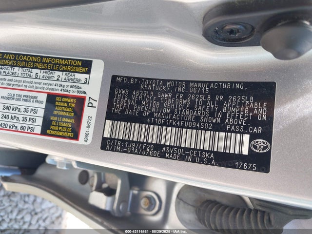 Toyota 2ar-fe 2015 4T1BF1FK4FU094502 Image 9