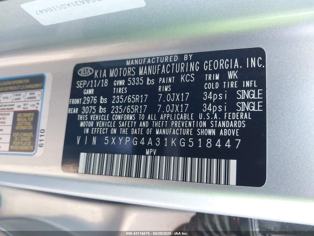 5XYPG4A31KG518447 KIA gdi theta-ii