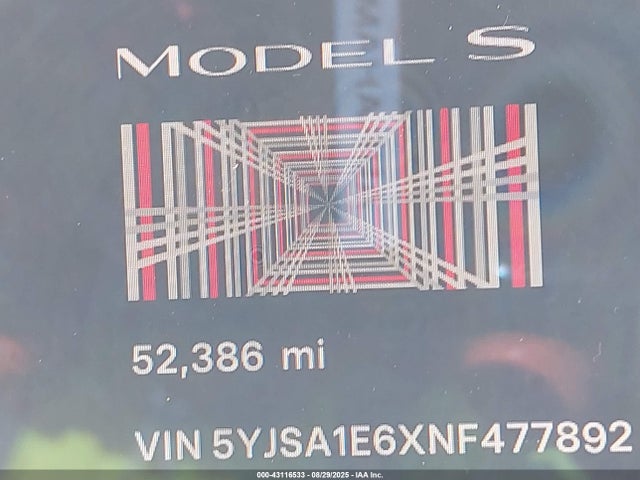 5YJSA1E6XNF477892 Tesla 2022
