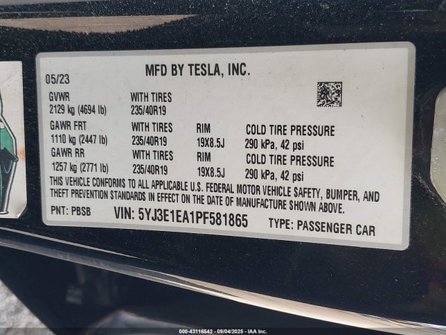 2023 TESLA MODEL 3 5YJ3E1EA1PF581865 Photo 8