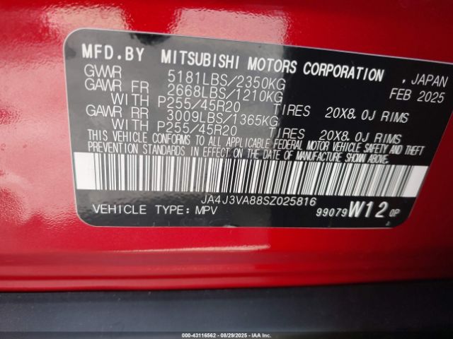 2025 MITSUBISHI OUTLANDER JA4J3VA88SZ025816 Photo 8
