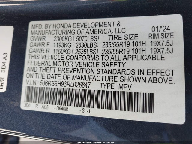 5J6RS6H93RL026847 Honda lfc3