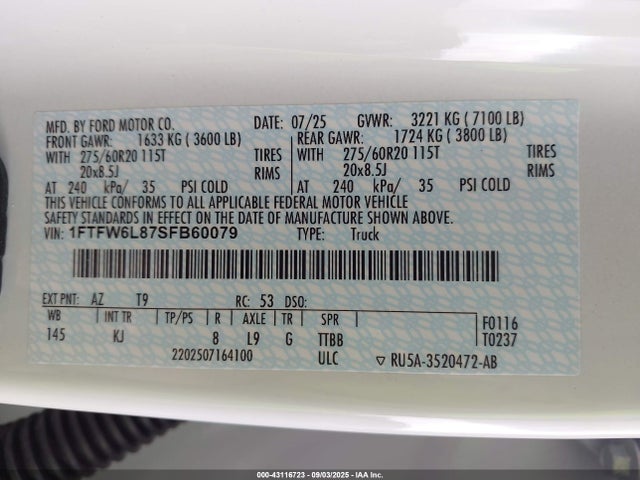 Ford gtdi 2025 1FTFW6L87SFB60079 Image 9