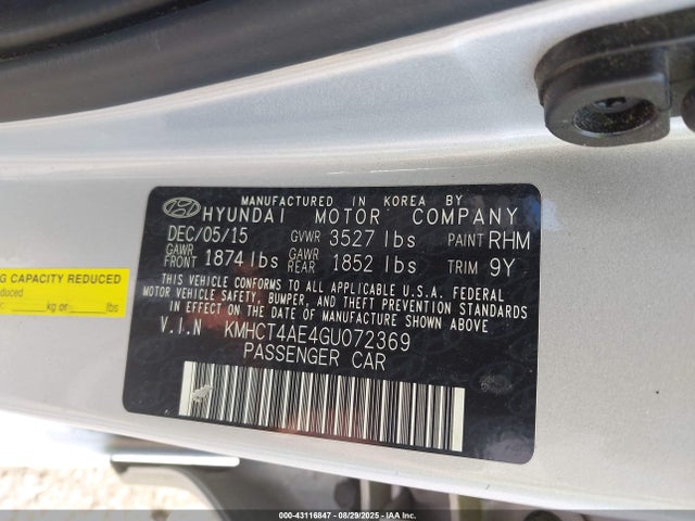 Hyundai dohc gdi gamma 2016 KMHCT4AE4GU072369 Image 9