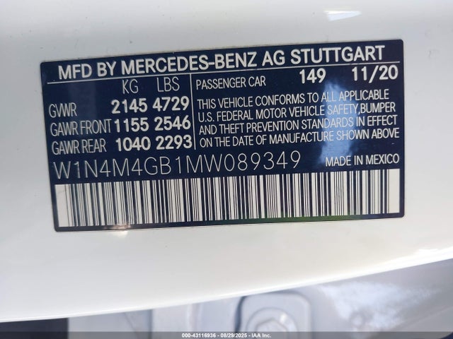 W1N4M4GB1MW089349 Mercedes-Benz m260