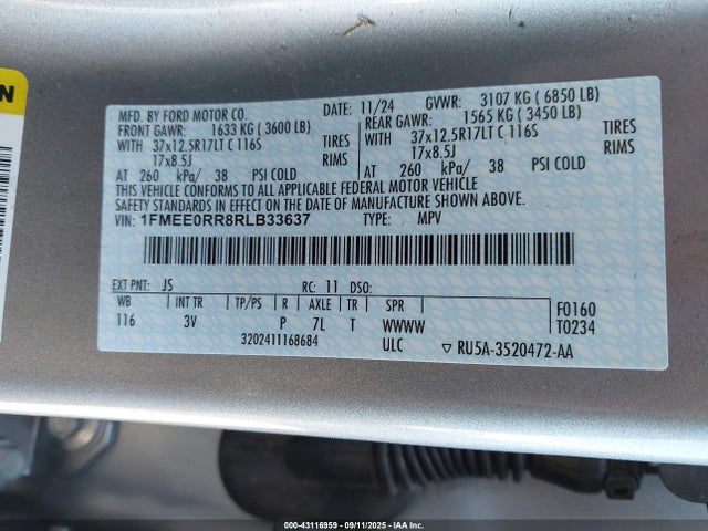 1FMEE0RR8RLB33637 Ford ecoboost
