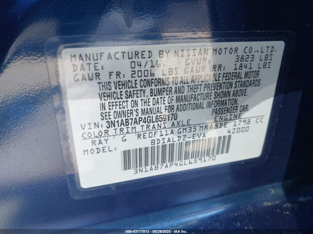Nissan Sentra 2016 3N1AB7AP4GL659170 Image 9