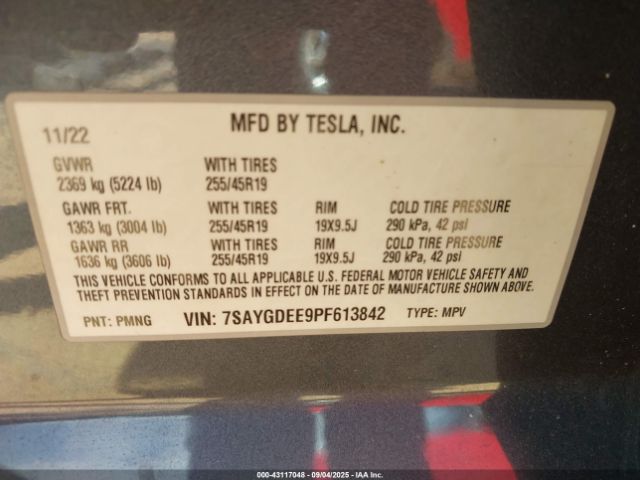 2023 TESLA MODEL Y 7SAYGDEE9PF613842 Photo 8
